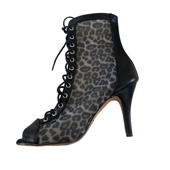 Burju Black Cheetah Print Stiletto Heels - Picture 1 of 2